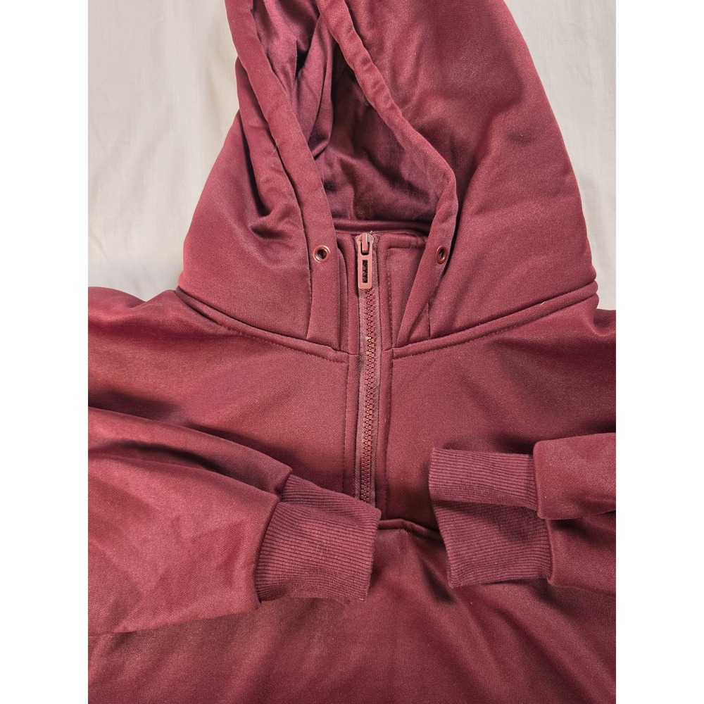 Carhartt Hoodie Mens Medium Red Sherpa Fleece Lined 1/4 Zip Kangaroo Pocket